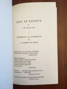 SIGNED Life at Eighty: Memories Comments Tarheel Texas, Cattle Rancher Dairyman - Picture 1 of 3