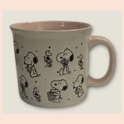Peanuts Snoopy & Woodstock Easter/Spring XL Mug - 20 Oz - Pink & Off White - Image 1 of 4