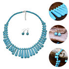 Turquoise Necklace Earring Set Bohemian Bib Pendant All-Match Jewelry