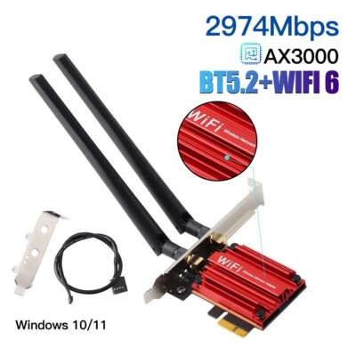 AX200 WiFi 6 PCIe Card for Desktop AX3000Mbps Bluetooth5.2 Adapter Windows 11/10 - Image 1 of 4