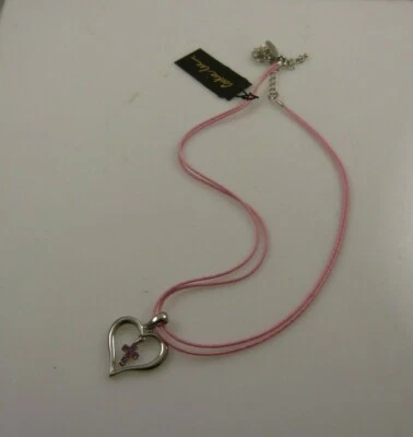 Cookie Lee Heart Cross crystals pink necklace  - Image 1 of 4