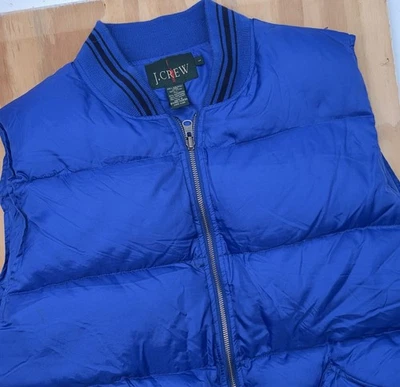 1990's J.Crew Outfitters Vintage Goose Down Puffer Vest Blue Large 550 Fill VTG - Image 1 of 4
