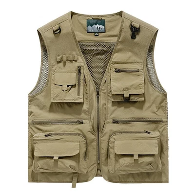 Mens Vest Waistcoat Utility Multi-Pocket Fishing Vest Sports Workwear Fisherman - Image 1 of 4