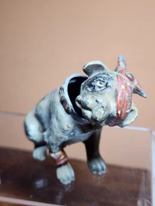 Kaltbemalte antike Metall Österreich Bulldogge nicken mit Schal über Auge - Bild 1 von 6