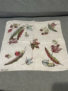 Vintage Monique Linen Handkerchief 1960s Pink Blue Mod Retro Flowers - Picture 1 of 8
