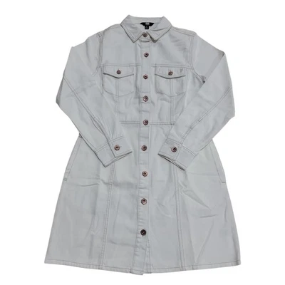 Frye Women's 100% Cotton Form Fitting Buttons Pockets Mini Denim Dress - Image 1 of 3