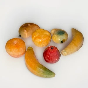 Vintage Italian Alabaster Marble Stone Carved Miniature Fruit 9 Assorted Pieces - Picture 1 of 8