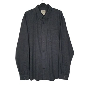 L.L.BEAN Grey Check Shirt Houndstooth Flannel Long Sleeve Cotton Mens L - Picture 1 of 4