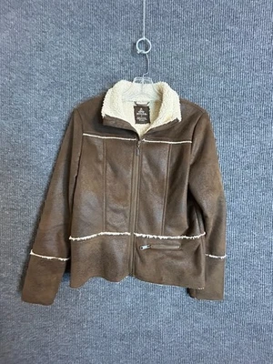 Chaqueta prAna Para Mujer S Imitación Gamuza Marrón Poliéster Forrada Sherpa Cremallera Frontal Informal Foto 1 de 4