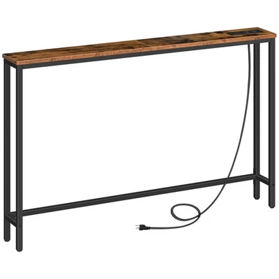 47.2" Narrow Console Table with Power Outlet, 5.9" Behind Couch Table with Ch... - Image 1 of 4
