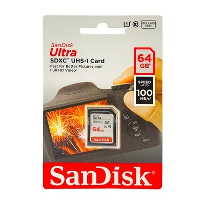 SanDisk Ultra 64GB UHS-I Memory Card Full HD Video 100MBs Speed Waterproof - Image 1 of 4