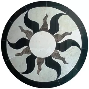 Medaglione marmo pavimento SIGNA sole design crema marfil piastrelle mosaico 32 MedallionUS - Foto 1 di 1