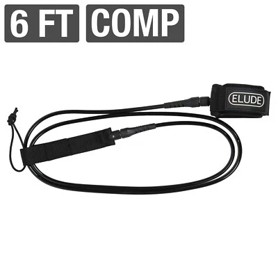 ELUDE 6ft Comp Surfboard Leash, 5mm, Maximum Strength - Black - Image 1 of 4