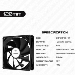 upHere 120mm 4PIN PWM Ventola per PC, Ventola silenziosa ad Alte Prestazioni per - Foto 1 di 6