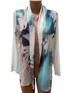 MARC CAIN Size M Jacket Cardigan Sweat Jacket Multicolored Waterfall Silk - Picture 1 of 7