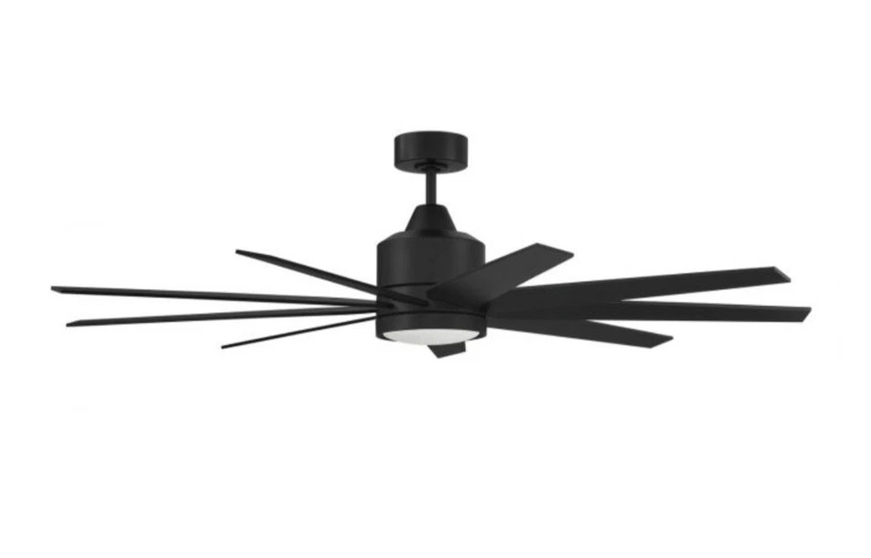 Ventilador de techo exterior LED de 9 aspas con control remoto CC negro plano Champion hecho a mano artesanal 60" Foto 1 de 2