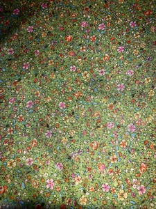 Vintage Mille-Fleur Schal grün organdy mit Blumenmuster unbekannte Herkunft 18"x 56" - Bild 1 von 3