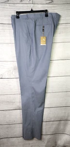 SANTORELLI Men's Roma Dress Pants 48 x 38 Unhemmed Flat Front Straight Leg Blue - Picture 1 of 8
