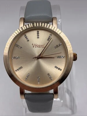 Vivani Women's Quartz Watch Gray Band Rose Gold 38mm Case- New Battery - Image 1 of 4