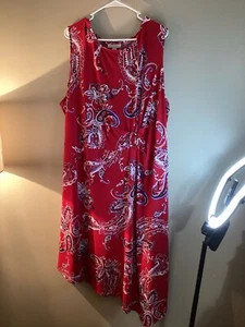 Dana Buchman NWT Women’s Red Sleeves Paisley Print Dress Size 3X - Picture 1 of 4
