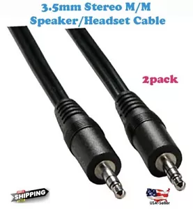 Cavo Audio 12Ft 3.5mm Stereo Cuffie Maschio a Maschio Auto MP3 CONFEZIONE DA 2 - Foto 1 di 2