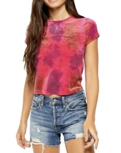 Free People Bright Eyes Velvet Tie Dye Womens Tee Short Sleeve T-Shirt Size M - Picture 1 of 7
