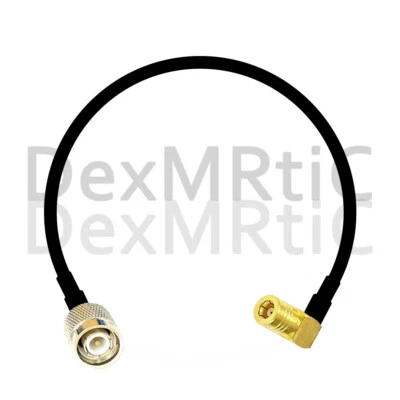 TNC male plug to SMB female right angle pigtail cable RG174 20cm wifi network - Image 1 of 4