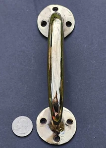 POLISHED Heavy Ant. Style Solid Brass LARGE Gate Cabinet Door Handle 7" #P23s - Picture 1 of 8