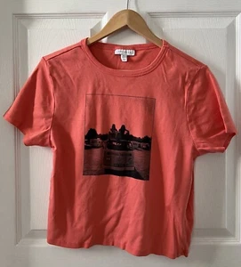 Topshop Orange Crop Top Retro Graphic Tee T Shirt Size US 14 Short Sleeve Y2K - Picture 1 of 13