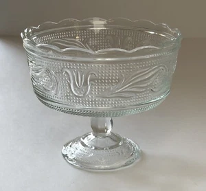 Vintage Pedestal Fruit Bowl EO Brody Glass Co. MCM Clear Pressed Glass 5.5Tx6.5W - Picture 1 of 8