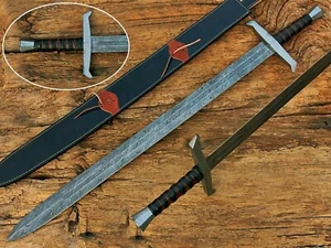 ESPADA REFORZADA DAMASCO ENVUELTA VIKINGA CAZA ACERO DAMASCO HECHA A MANO PERSONALIZADA - Imagen 1 de 8