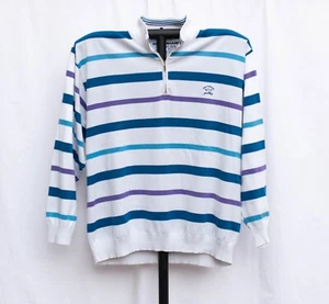 PAUL & SHARK Yachting White Blue Purple Cotton 1/4-Zip Pullover 2XL Italy AS IS - Picture 1 of 12
