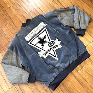 Rare Vintage DSJ 96 Dallas Cowboys Rugby Club Suede Leather Wool Jacket 90s XXL - Picture 1 of 19