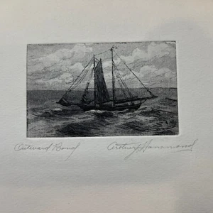 Arthur Hammond "Outward Bound" Important Aquatint Rockport Signed w/Notes - Picture 1 of 7