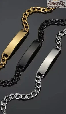 Bracciale unisex acciaio Braccialetto con incisione personalizzata - idea regalo - Imagen 1 de 2