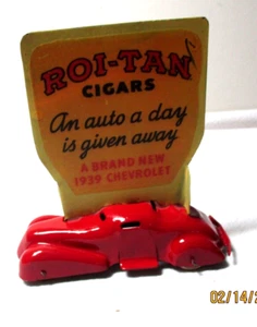 VINTAGE 1930s WYANDOTTE PRESSED STEEL ROI-TAN CIGARS PROMOTIONAL ADVERTISING TOY - Picture 1 of 3