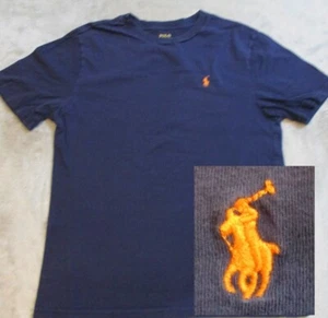 Vintage Polo Ralph Lauren Shirt Boys Large 14-16 Blue Orange Pony Embroidered - Picture 1 of 17