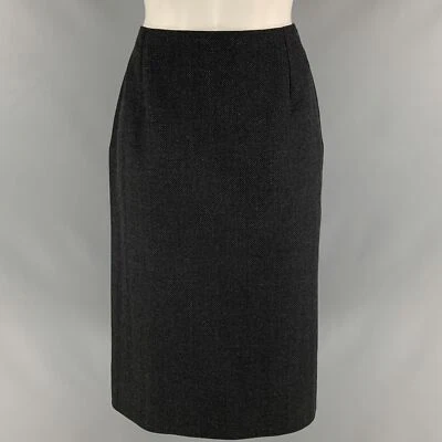 Юбка-карандаш LOUIS VUITTON размер 8 черная шерсть полиэстер в елочку до середины икры - Изображение 1 из 4