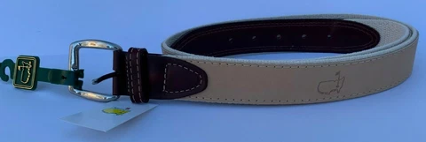 2022 MASTERS TAN KHAKI BELT LEATHER SUEDE EMBOSSED LUXURY AUGUSTA SIZE 34 NEW Cover