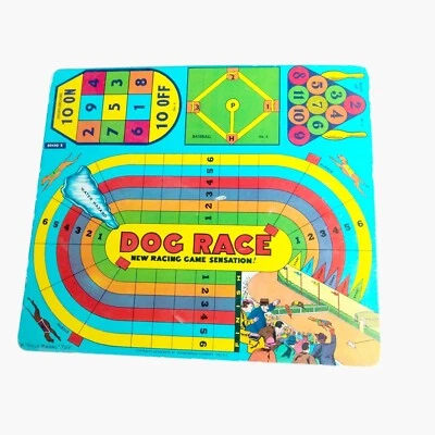 Transogram Co Dog Race Fish Pond Baseball Alley Up Shuffle Board Game Card - Image 1 of 4