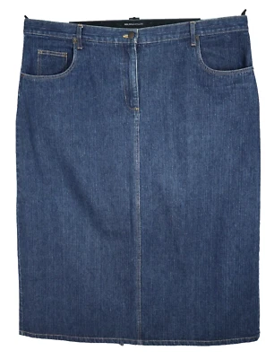 BILL BLASS Mujer 100% Algodón Denim Larga Lápiz Falda Bolsillo Jean Azul Talla 22W Foto 1 de 4