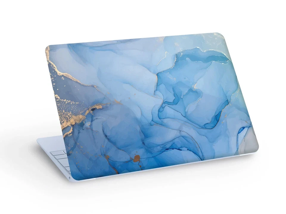 Blue MARBLE Ink LAPTOP SKIN Decal Sticker, Blue Marble Ink Laptop Skin Decal - Image 1 of 1