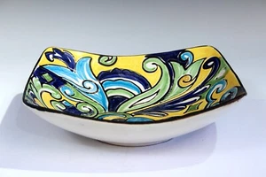 Bagni Raymor Italian Pottery Vintage Floral Console Bowl Centerpiece - Picture 1 of 15