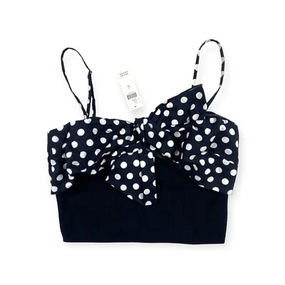 DOLAN Anthropologie 全新黑白短波点蝴蝶结毛衣背心 M — 第 1/4 张图片