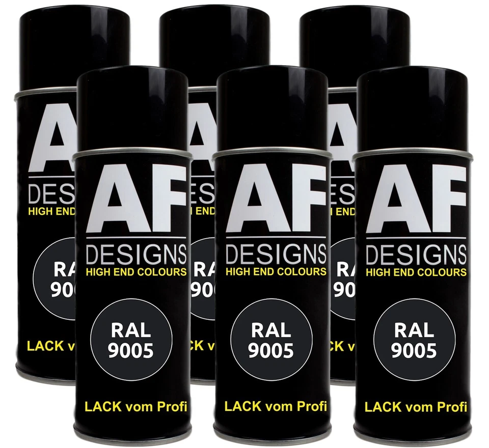 6x RAL Lackspray Autolack Sprühdose Spraydose Schwarz RAL9005 TIEFSCHWARZ glänze - Bild 1 von 1
