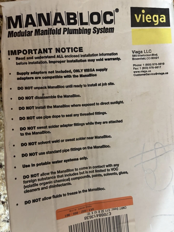 Viega Manabloc Manifold 30-Port 1" 49625, Hot Cold 18" - Image 1 of 3