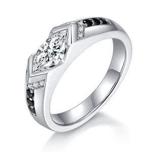 1Ct Marquise Cut VVS1 Moissanite Wedding Band Ring Women 925 Sterling Silver - Picture 1 of 11
