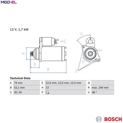 STARTER 0 986 025 220 FOR SKODA VW GOLF/PLUS/Van/VI/Convertible SCIROCCO EOS - Image 1 of 4