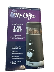 💪Mr. Coffee 12oz 12 Cups Grinder Adjustable Blade Cord Storage Black 12-Cup - Picture 1 of 2