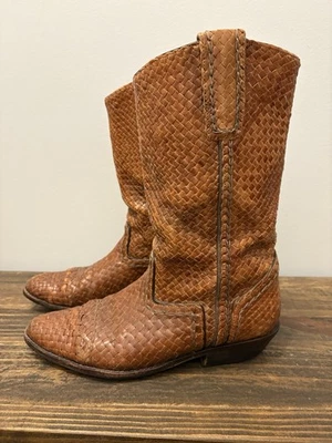 Botas de Vaquero Cole Haan Bragano Cuero Tejido - Estilo Occidental Vintage - Talla 10M Foto 1 de 4